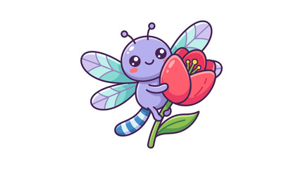 Cute cartoon butterfly with flower