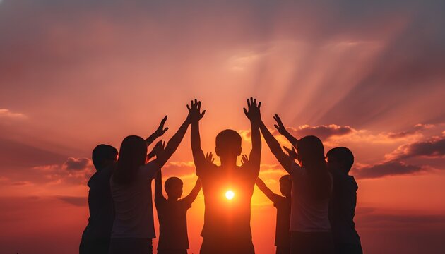 Hands Raised In Circle Youth Empowerment Silhouette