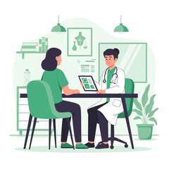 Fototapeta premium Doctor Showing Medical Results To Patient Discussion Illustration