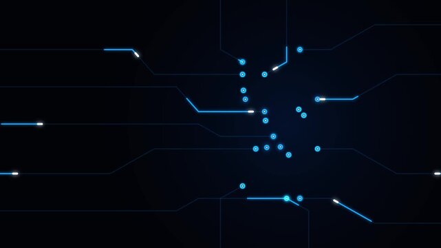 neon circuit board lines pattern on dark background