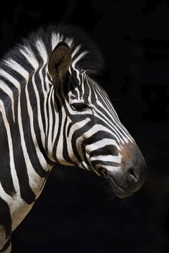 Chapman's plains zebra (Equus quagga chapmani, Equus burchellii chapmani), portrait, captive, occurrence in Africa