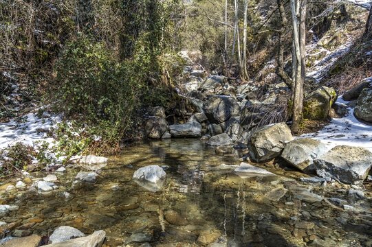 Winter stream to the waterfalls in the Troodos Mountains, Cyprus