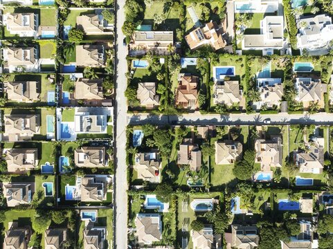 The Roche housing estate. Aerial view. Drone shot. C&aacute;diz province, Andalusia, Spain