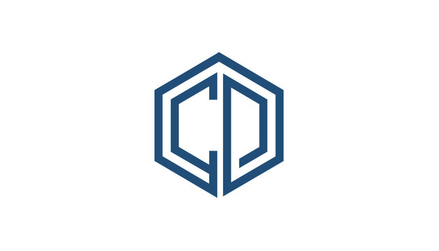 Corporate CD monogram logo featuring stylized letters C and D merged inside a dark blue hexagonal geometric outline.