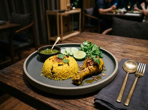 Thai Chicken Biryani Khao Mok Gai Plate