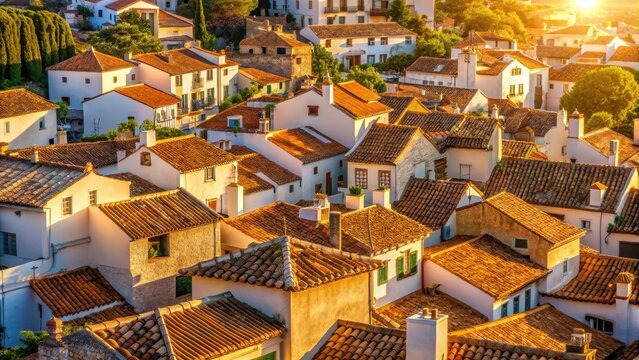 Whites and colors suspended effortlessly amidst morning sunlight against a tapestry of terracotta rooftops