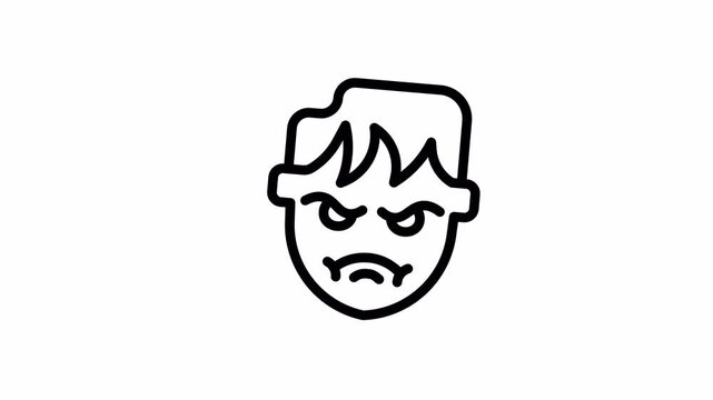 Red Angry Face minimalist stroke animation