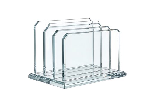 Clear acrylic letter organizer rack for office desk storage isolated on white background
