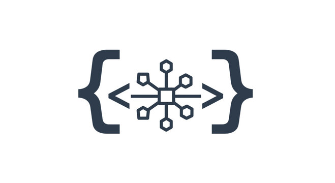 Programming brackets with central data node icon