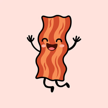 Happy Bacon Strip Vector Illustration