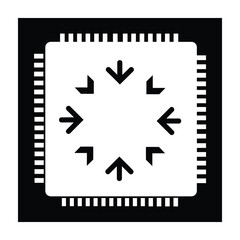 Fototapeta premium Microchip with arrows pointing in all directions on white background