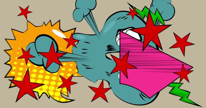 Cartoon background animation, comic book backdrop video. Retro comics pop art design.