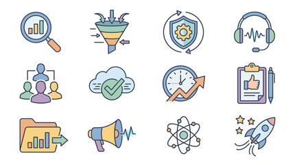 Fototapeta premium Business icons for marketing and technology.