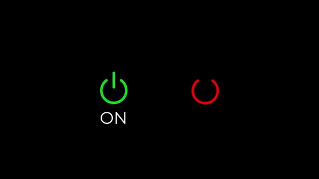 power on and off button animation with glowing toggle ui icon.