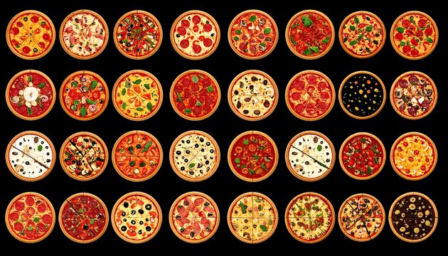 Assortment of colorful baked mini muffins on dark background.