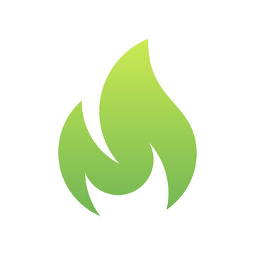 Eco green flame vector icon for branding