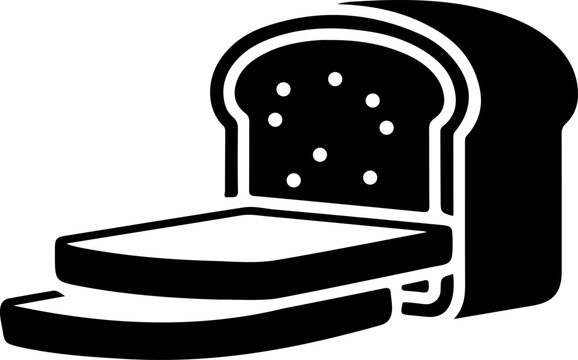 Sliced loaf of bread silhouette icon for bakery shop menu hot fresh toast cooking breakfast nutrition and grocery concept design elements