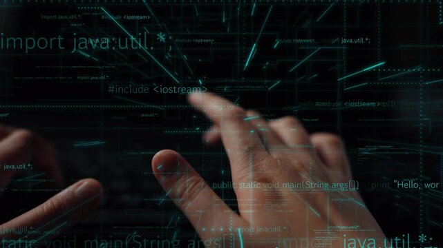 Hands are shown typing on a keyboard while programming code is displayed on the screen, reflecting the dynamic world of technology and innovation in software development. Xenic