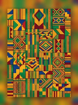 Vibrant african kente cloth geometric pattern background