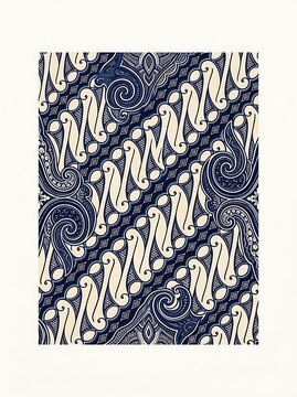 Traditional indonesian batik parang pattern in navy and cream