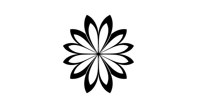 Stylized black multi petal flower starburst icon