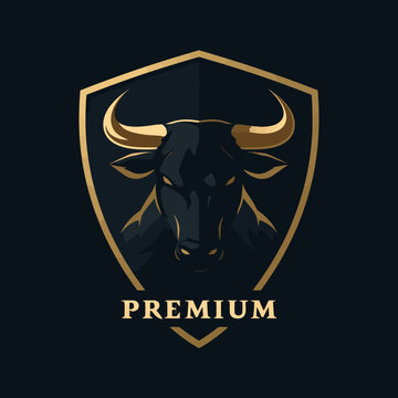 Premium bull head logo on a sleek black shield