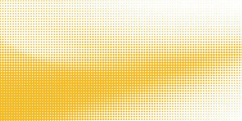 Fototapeta premium Halftone yellow gradient background. Dotted texture pattern. Fade distressed overlay. Polka dots gradation. Comic pop art. Abstract vector illustration