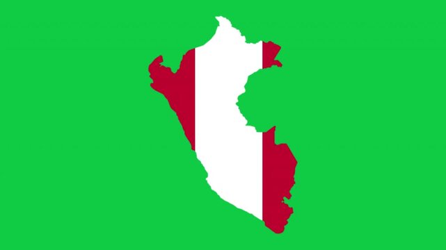 Peru map pop animation with flag colors and green background