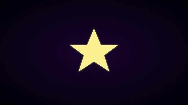 Animated yellow star with lightning bolt and sparkle effect on dark animation 4k background