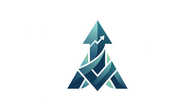 Modern Abstract Letter A Logo Design Featuring Upward Arrow and Growth Statistics for Business Branding and Corporate Success Concepts