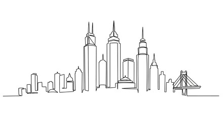 Obraz premium Minimalist City Skyline Drawing
