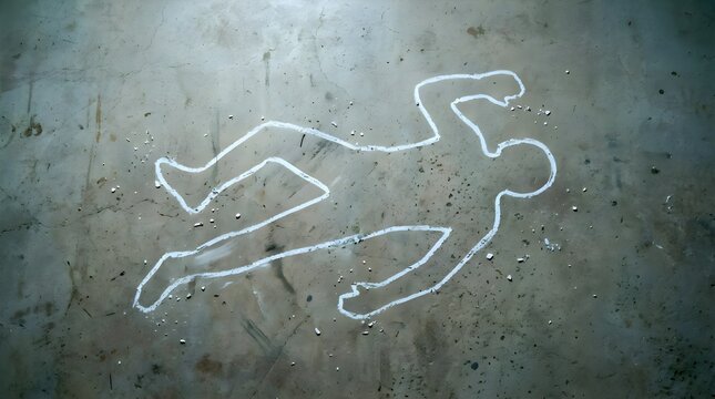 a chalk outline of a crime victim