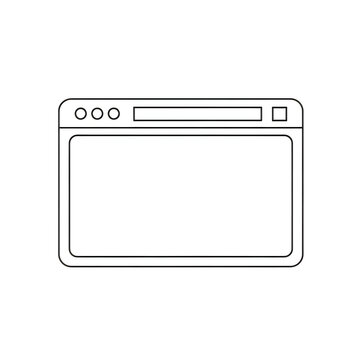 Minimalist web browser window outline icon on white background, simple user interface.