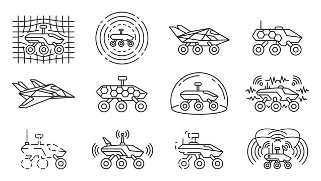 Robots and futuristic vehicles for exploration on planets and space missions.