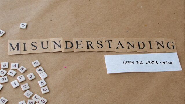 Creative Exploration of Miscommunication Through Visual Typography on Brown Paper Background with Wordplay Highlights