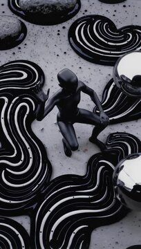 Black Figure on Lava Field
