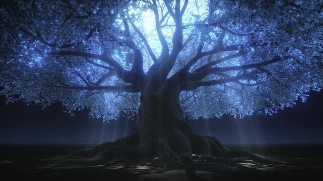 TechTree Growth Cinematic Low Saturation Blue Handmade C4D 3D Animation