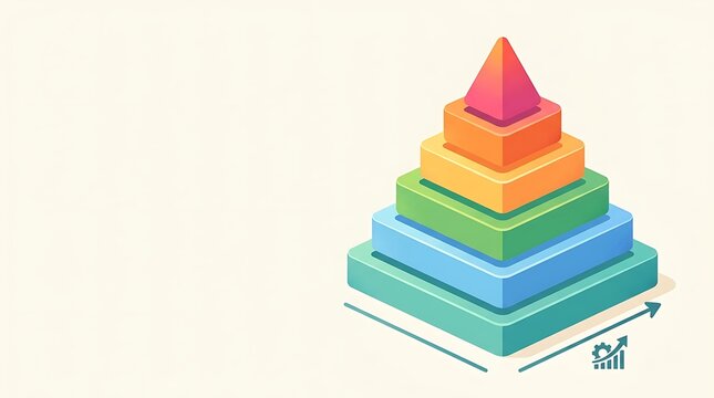 Multi-colored step pyramid infographic showing business growth