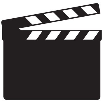 Black and white film clapperboard icon with clapperboard production director entertainment