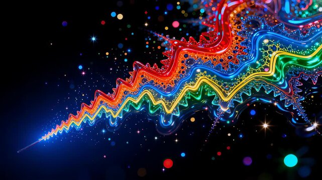 Colorful abstract wave with stars