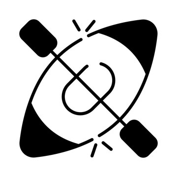 A solid design icon of kayak  
