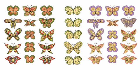 Colorful Butterfly Pattern On White Background Decorative Insect Illustration © Prosanta