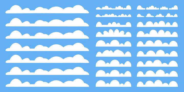 White Cloud Formations Vector Illustration Against Blue Background