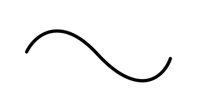 Minimalist black curved abstract line graphic element for modern logo design and decorative vector ornament featuring numeric digit one aesthetic isolated on white background