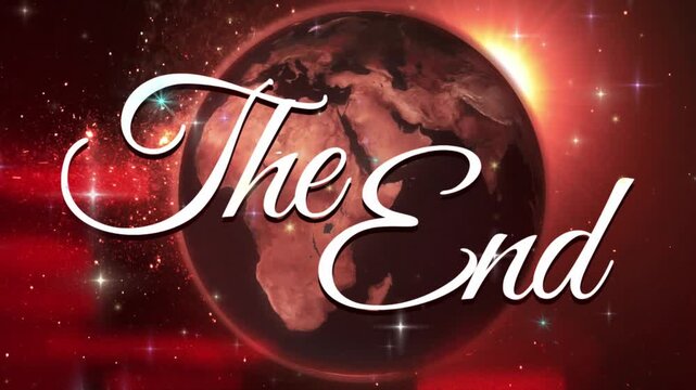 The end movie ending credits animation with sparkling background and elegant script