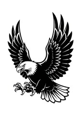 Fototapeta premium Majestic Bald Eagle Mascot Vector Illustration with Spread Wings and Sharp Talons for Logo Design