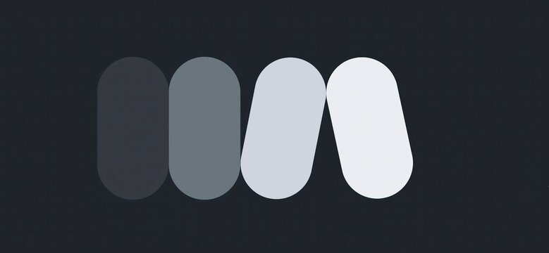 Four Vertical Rounded Rectangles Dark Grey White Gradient Flat UI Dark 4K
