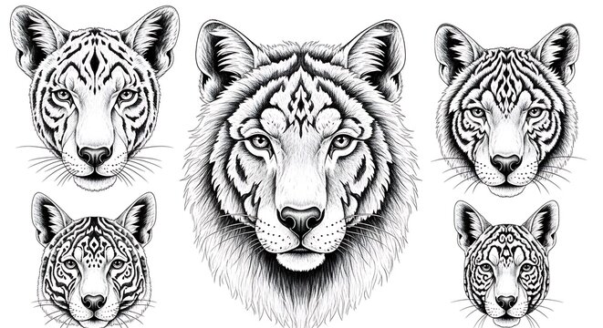Intricate black and white mandala patterns collection.