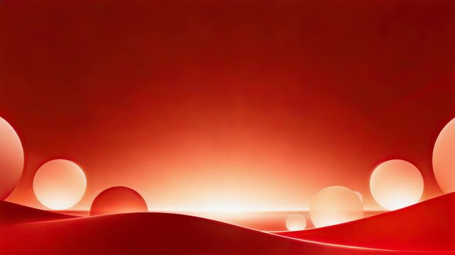 Abstract red spheres on undulating surface