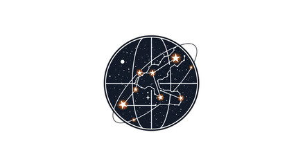 Celestial globe with glowing star constellation © herdi